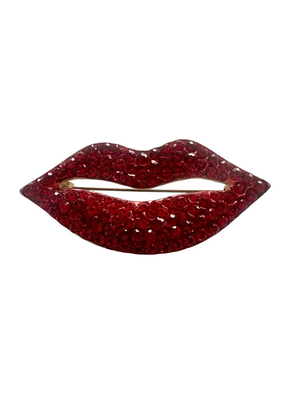 Vintage Glam Red Crystal Lip Pin